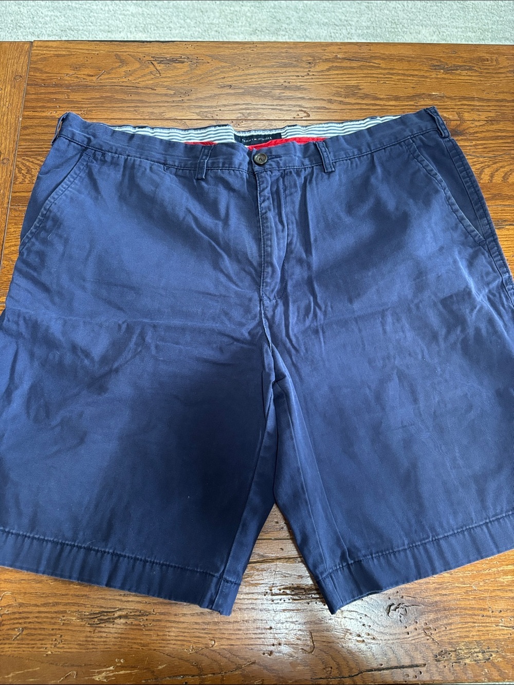 Tommy Hilfiger Cotton Flat Front Chino Shorts Men’s Navy Blue Preppy Size 40